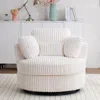 Streamdale Furniture Streamdale Swivel Accent Chair - Modern Plush Corduroy, White