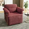 Streamdale Furniture Streamdale Swivel Accent Chair, Fluffy Fabric, Gold Legs (red/brown)