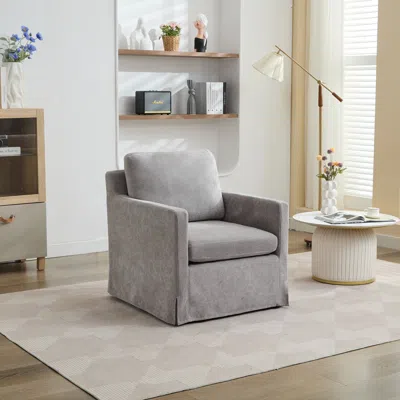 Streamdale Furniture Streamdale Swivel Accent Chair, Skirted, Removable Cushion, 360 Comfy Armchair - Gray