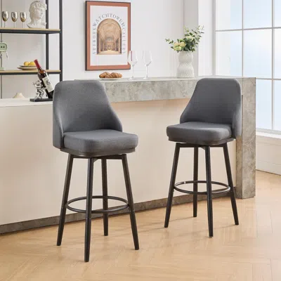 Streamdale Furniture Streamdale Swivel Bar & Couter Stool, 24"&30" Adjustable, (set Of 2) Fabric Color Dark Grey In Gray