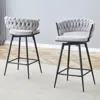 Streamdale Furniture Streamdale Swivel Bar Stools - Light Gray Linen & Black Iron (set Of 2)
