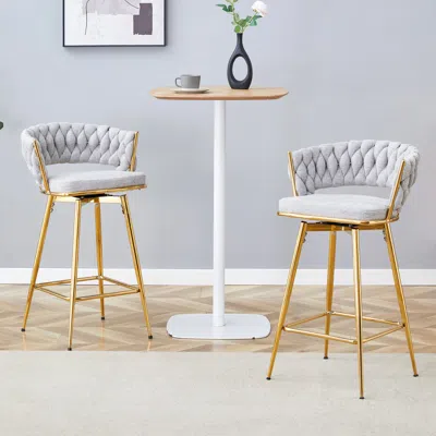 Streamdale Furniture Streamdale Swivel Bar Stools: Cotton Linen Cushions, Rust-proof Metal Frame