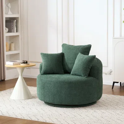 Streamdale Furniture Streamdale Swivel Barrel Accent Chair With Pillows - Green