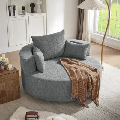 Streamdale Furniture Streamdale Swivel Barrel Accent Chair With Pillows