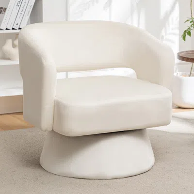 Streamdale Furniture Streamdale Swivel Barrel Chair In White