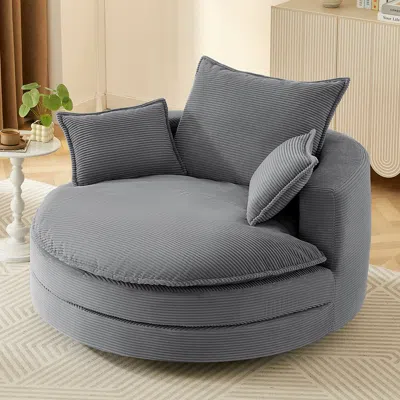 Streamdale Furniture Streamdale Swivel Barrel Chair With Pillows