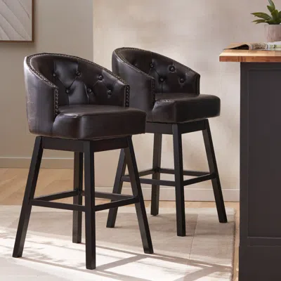 Streamdale Furniture Streamdale Swivel Barstools With Plush Cushions And Nailhead Trim