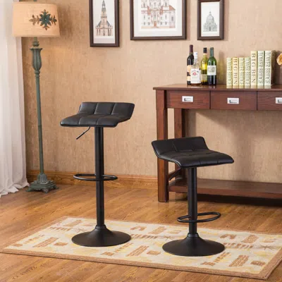 Streamdale Furniture Streamdale Swivel Black Bonded Leather Adjustable Bar Stool
