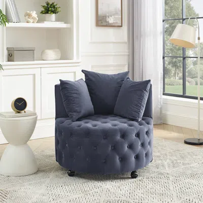 Streamdale Furniture Streamdale Swivel Chair With Velvet Upholstery And Pillows