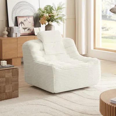 Streamdale Furniture Streamdale Swivel Glider Chair With Pillows - White