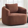 Streamdale Furniture Streamdale Swivel Teddy Fleece Comfy Chair With Pillow - Caramel Brown In Brown