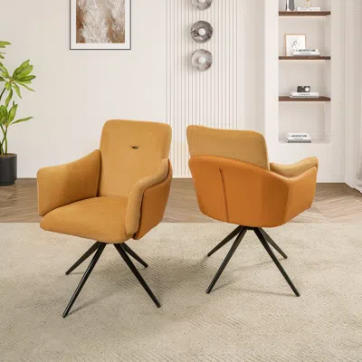 Streamdale Furniture Streamdale Swivel Upholstered Dining/desk Chairs (set Of 2, Orange)