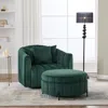 Streamdale Furniture Streamdale Swivel Velvet Barrel Chair & Ottoman With Pillows - Green
