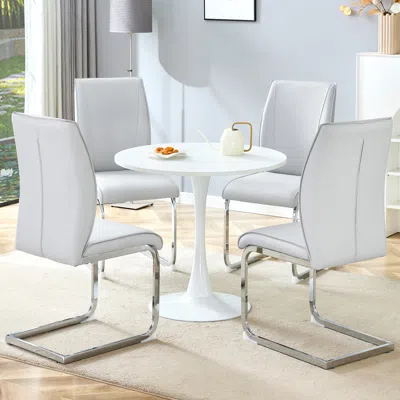 Streamdale Furniture Streamdale Table And Chair Set - Hourglass Table & Gray Pu Chairs