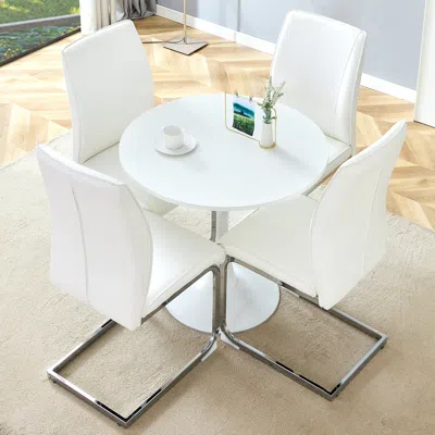 Streamdale Furniture Streamdale Table And Chair Set - Hourglass Table, White Chairs