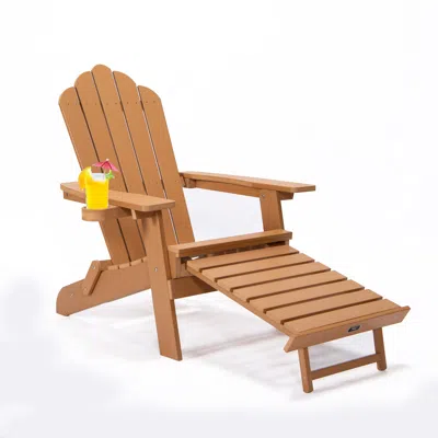 Streamdale Furniture Streamdale Tale Folding Adirondack Chair With Pullout Ottoman With Cup Holder