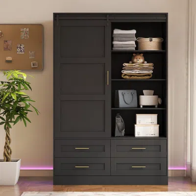 Streamdale Furniture Streamdale Tall Bedroom Armoire Wardrobe Closet With Barn Door & Shelves