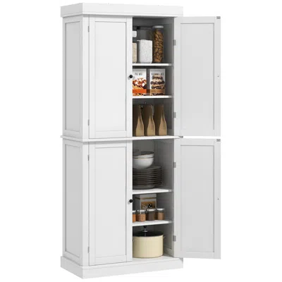 Streamdale Furniture Streamdale Tall Pantry Cabinet With 4 Doors And Shelves, White Wood Grain