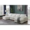 Streamdale Furniture Streamdale Tatman Linen Blend Sectional With 2 Ottomans In White