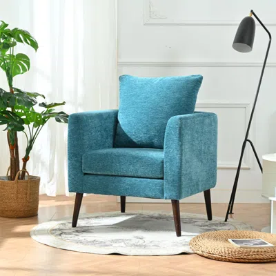 Streamdale Furniture Streamdale Teal Boucle Accent Chair With Wood Legs