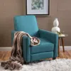 Streamdale Furniture Streamdale Teal Linen Push Back Chair For Elegant Home Decor
