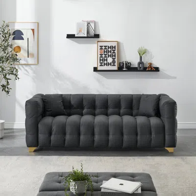 Streamdale Furniture Streamdale Tech Fabric 3-seat Sofa: 80" Long, Waterproof, Stain & Cat-proof - Black