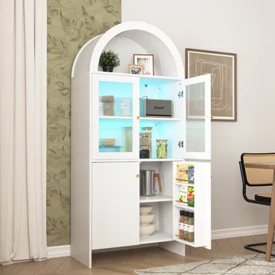 Streamdale Furniture Streamdale Tech-inspired Dome Cabinet: Snack Storage & Led Lighting In White