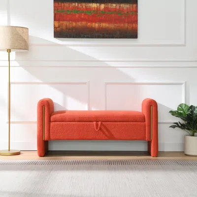 Streamdale Furniture Streamdale Teddy Bed End Bench With Arms & Storage - Orange