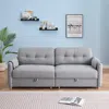 Streamdale Furniture Streamdale Teddy Cotton Linen Sofa - Light Grey In Gray