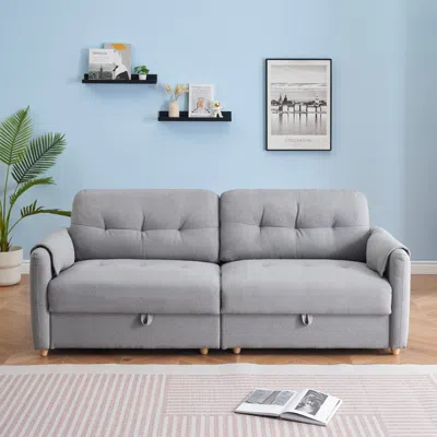 Streamdale Furniture Streamdale Teddy Cotton Linen Sofa - Light Grey In Gray