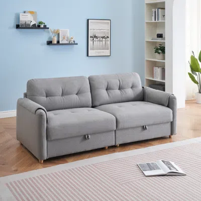 Streamdale Furniture Streamdale Teddy Cotton Linen Sofa Fabric (79.5") With Metal Legs