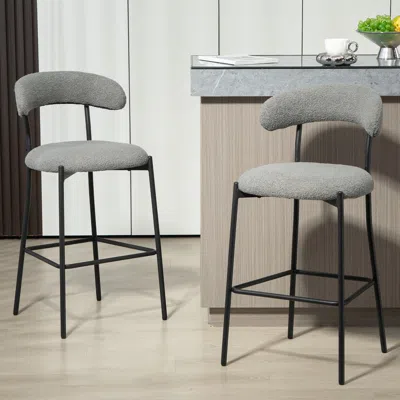 Streamdale Furniture Streamdale Teddy Fabric Bar Stool With Black Base (grey)