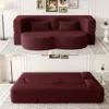 Streamdale Furniture Streamdale Teddy Fabric Convertible Sleeper Sofa Bed With 2 Pillows - Burgundy