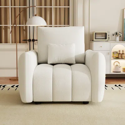 Streamdale Furniture Streamdale Teddy Fabric Lounge Chair With Pillow For Apartment Or Living Room