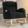 Streamdale Furniture Streamdale Teddy Fabric Rocking Chair With Packet Wood Legs