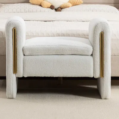 Streamdale Furniture Streamdale Teddy Fabric Single Bench Shoe Bench Makeup Bench For Bedroom