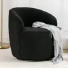 Streamdale Furniture Streamdale Teddy Fabric Swivel Accent Armchair Barrel Chair With Black Powder