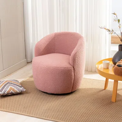 Streamdale Furniture Streamdale Teddy Fabric Swivel Accent Armchair Barrel Chair With Powder
