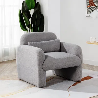Streamdale Furniture Streamdale Teddy Fleece Armchair With Pillow - Grey