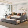 Streamdale Furniture Streamdale Teddy Fleece Full Size Upholstered Daybed With Light And Trundle