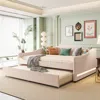 Streamdale Furniture Streamdale Teddy Fleece Full Size Upholstered Daybed With Light And Trundle