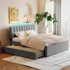 Streamdale Furniture Streamdale Teddy Fleece Queen Size Upholstered Platform Bed With Trundle