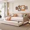 Streamdale Furniture Streamdale Teddy Fleece Twin Size Upholstered Daybed With Light And Trundle