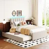 Streamdale Furniture Streamdale Teddy Fleece Twin Size Upholstered Platform Bed With Trundle