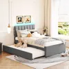 Streamdale Furniture Streamdale Teddy Fleece Twin Size Upholstered Platform Bed With Trundle