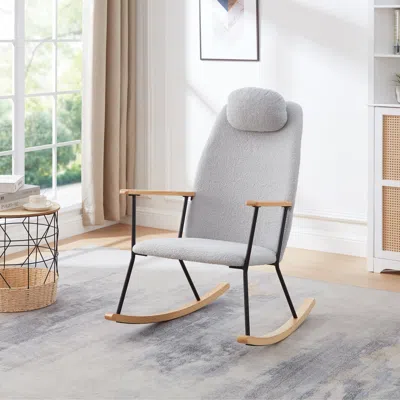 Streamdale Furniture Streamdale Teddy Glider Rocker With Adjustable Headrest, Modern Accent Chair
