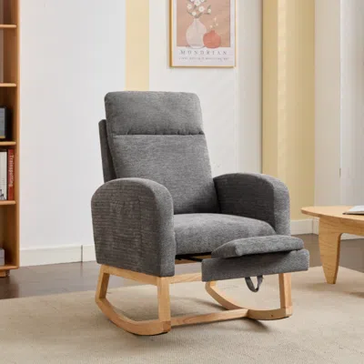 Streamdale Furniture Streamdale Teddy Rocking Chair With Wood Legs & Side Pocket