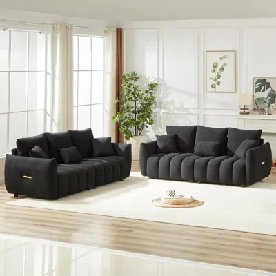 Streamdale Furniture Streamdale Teddy Sofa 3+3 Seater Set, Wooden Frame, 6 Cushions