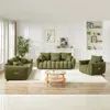 Streamdale Furniture Streamdale Teddy Sofa Set: 1+3+3 Seater, Modern Living Room, 7 Cushions In Green