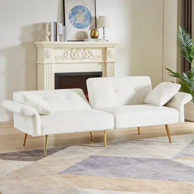 Streamdale Furniture Streamdale Teddy Upholstered Loveseat Sleeper Sofa Bed - White